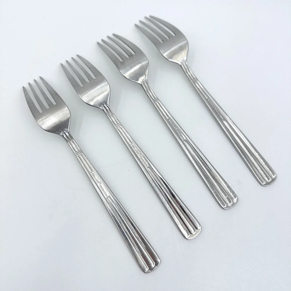 Wallace Kingston 18/10 Stainless Dinner Forks Set Of 4 Ribbed Fluted Korea